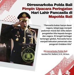 Dirresnarkoba Polda Bali Pimpin Upacara Peringatan Hari Lahir Pancasila di Mapolda Bali