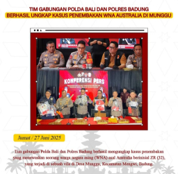 Tim Gabungan Polda Bali dan Polres Badung Berhasil Ungkap Kasus Penembakan WNA Australia di Munggu