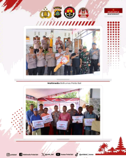 Menyambut HUT Bhayangkara ke-79, Polda Bali Laksanakan Bakti Sosial Bedah Rumah.
