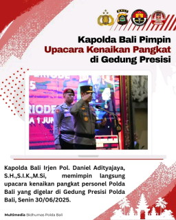 Kapolda Bali Pimpin Upacara Kenaikan Pangkat di Gedung Presisi