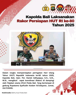 Kapolda Bali Laksanakan Rakor Persiapan HUT RI ke-80 Tahun 2025