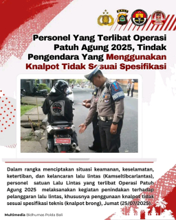 Personel Yang Terlibat Operasi Patuh Agung 2025, Tindak Pengendara Yang Menggunakan Knalpot Tidak Sesuai Spesifikasi