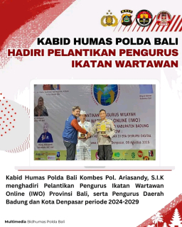 Kabid Humas Polda Bali Hadiri Pelantikan Pengurus Ikatan Wartawan