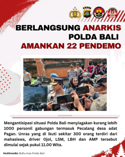 Berlangsung Anarkis Polda Bali Amankan 22 Pendemo