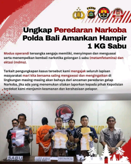 Ungkap Peredaran Narkoba Polda Bali Amankan Hampir 1 KG Sabu