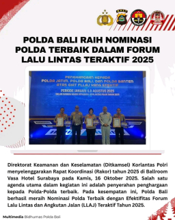 Polda Bali Raih Nominasi Polda Terbaik dalam Forum Lalu Lintas Teraktif 2025