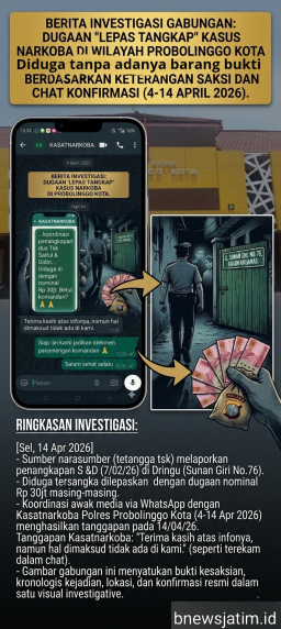Dugaan "Lepas Tangkap" Kasus Narkoba di Probolinggo, Kasat Resnarkoba Buka Suara