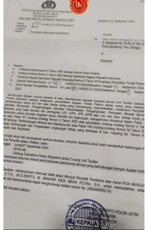 Tambang Ilegal Dusun Kepiting Desa Temon, Diduga Dikelola Kades Kecamatan Trowulan