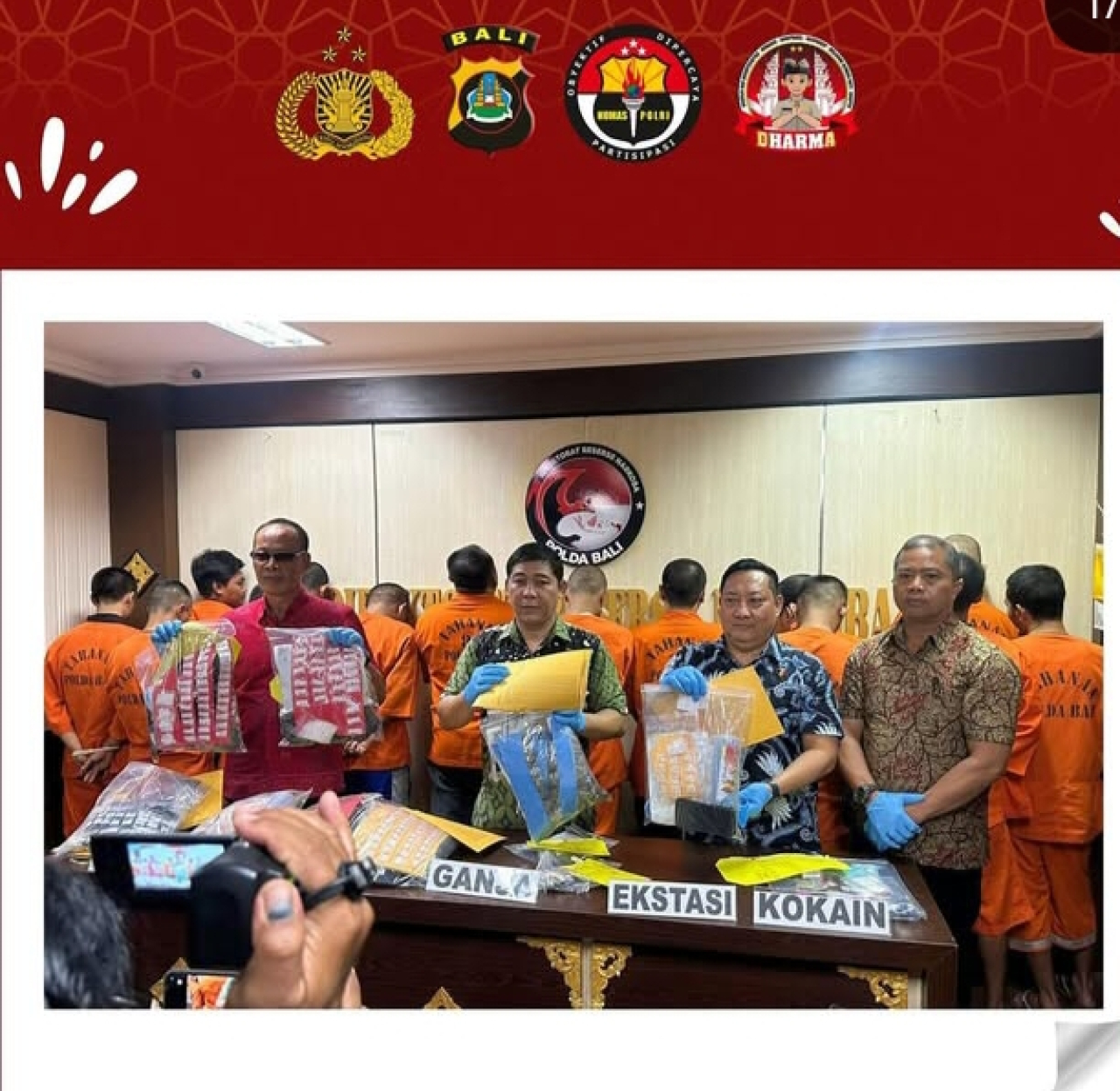 Polda Bali Berhasil Ungkap 2,7 Kg Narkoba.