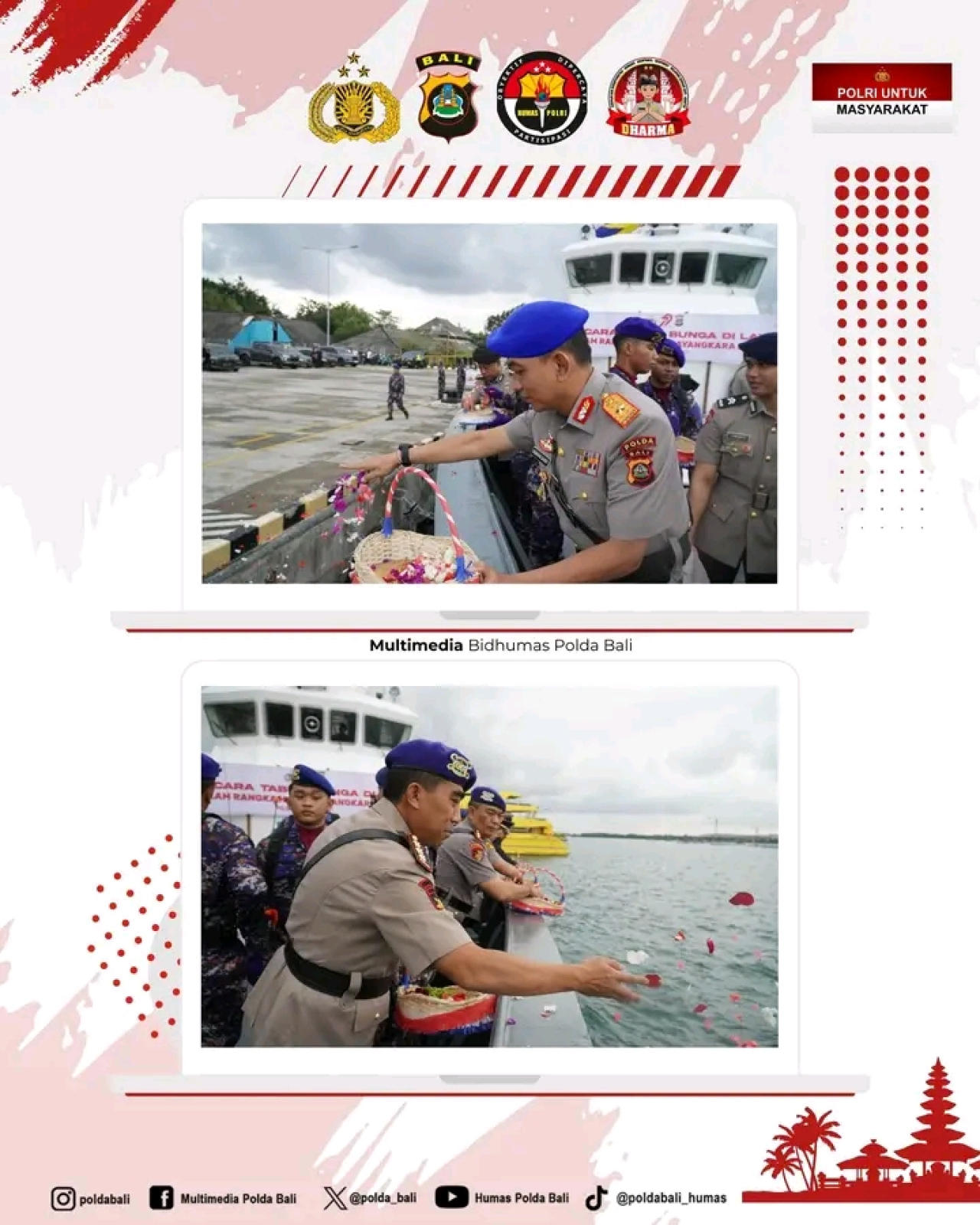 Sambut Hari Bhayangkara Ke-79, Waka Polda Bali Pimpin Upacara Tabur Bunga di Laut Benoa