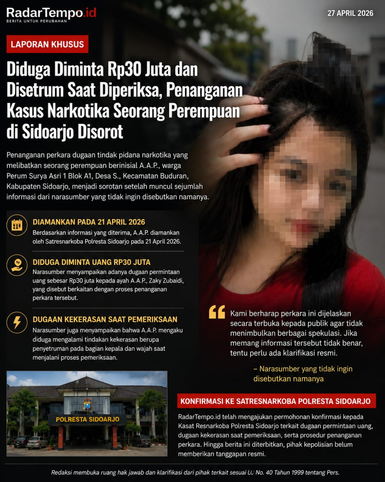 Dugaan Kasus Narkoba di Sidoarjo: Keluarga Sebut Ada Permintaan Rp30 Juta dan Tindakan Kekerasan Saat Pemeriksaan